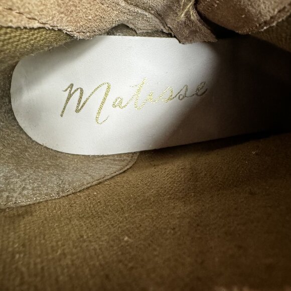 Matisse Ankle Boots Womens Suede 6.5M Tan Zip Fringe Block Heel Western Boho - Picture 5 of 7